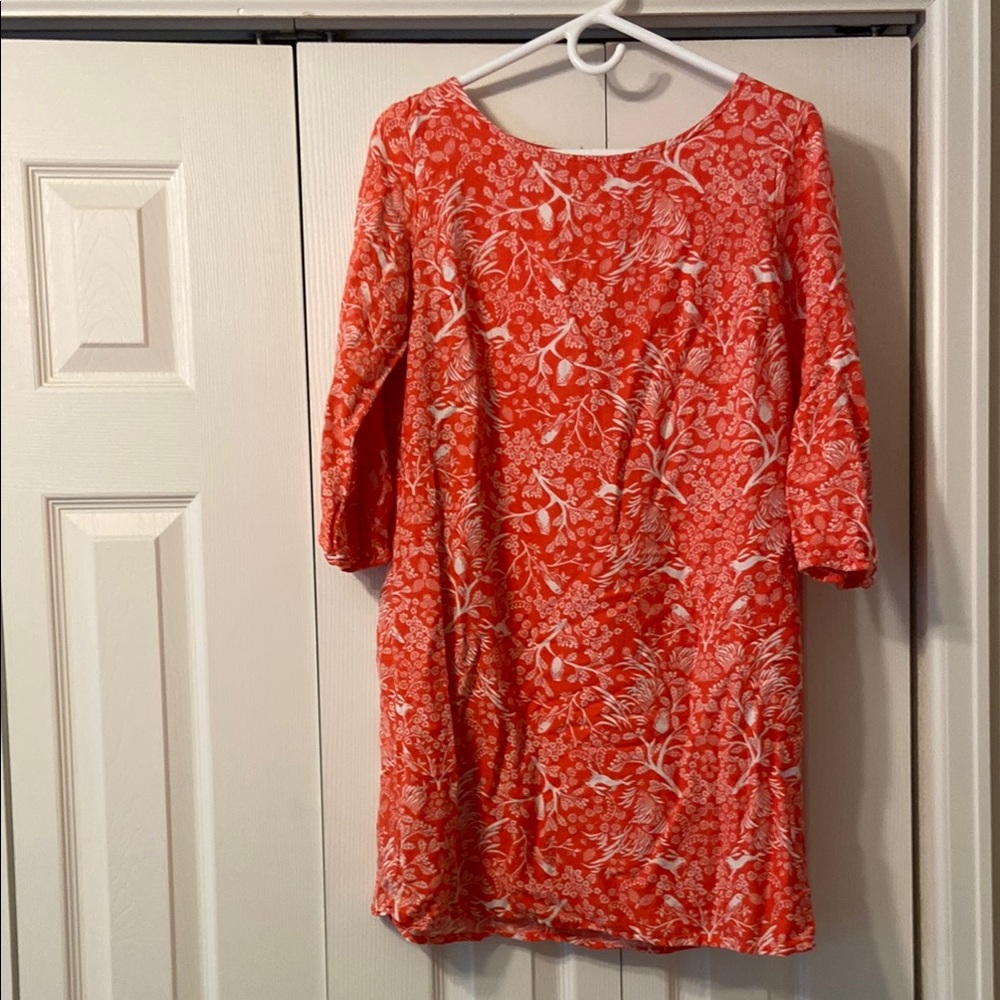 Orange woodland Dress with 3/4 Sleeves